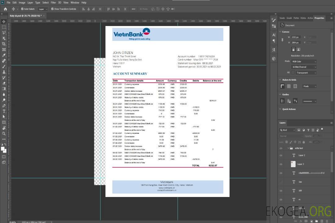 Vietnam Vietinbank excel pdf template